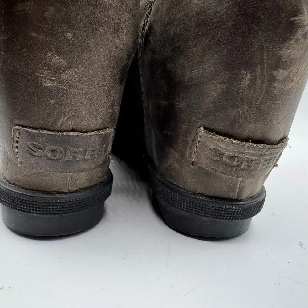 Sorel Gray Lexie Wedge Boots Women's Size‎ 10 NL3046 EUC Grey Pink Lace